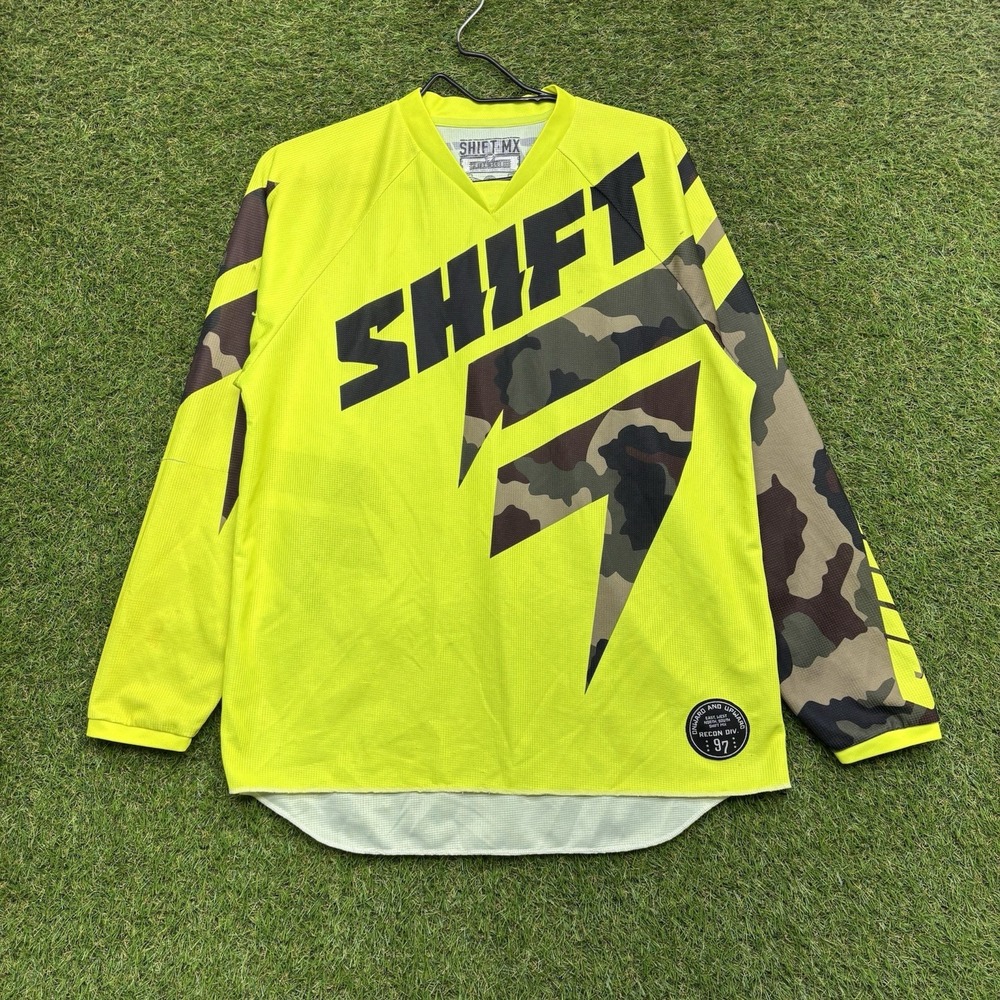 Shift 180 Jersey Mens Small Motocross Racing Sports Long Sleeve Yellow MX Camo